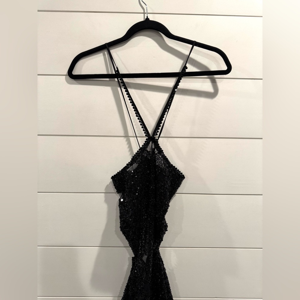 NWT Nadine Merabi black sequin Hallie jumpsuit - Picture 8 of 10